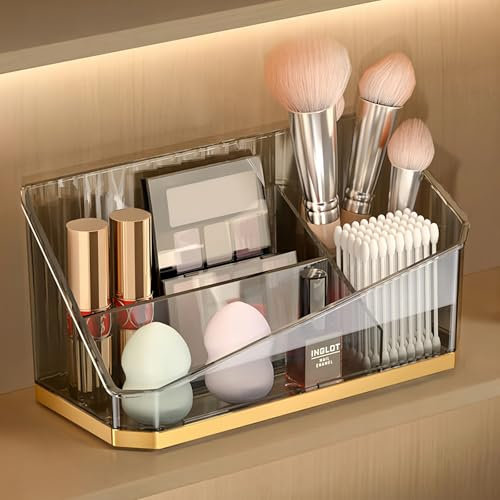 HARLIANGXY Spiegelschrank Organizer Innen, Badezimmerschrank Organizer Schmal, Make up Organizer Klein, Kosmetik Organizer im Schrank, Schminke Behälter mit Verstellbaren Trennwänden