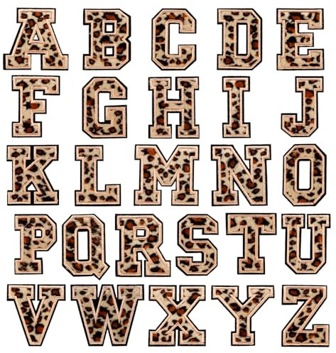 26 Stück Chenille-Buchstaben-Patches A-Z zum Aufbügeln, Patches für DIY-Kleidung, Stoff, Schuhe, Taschen (Leopardenmuster)