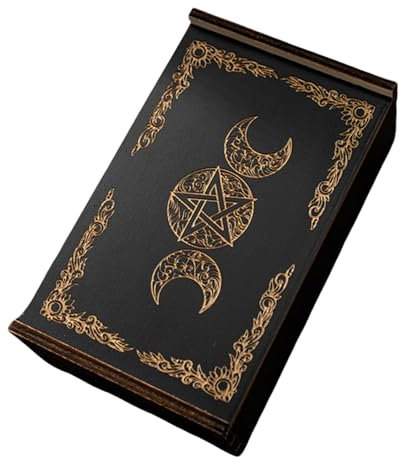 Chenxi Studio Scatola porta carte da gioco in legno Rustico con motivi intricati per tarocchi 15 x 9 x 5 cm