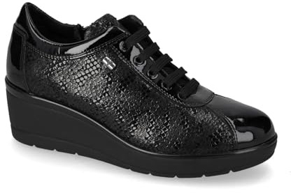 Valleverde 36442 Sneakers Donna Linea Comoda con Lacci e Cerniera Laterale, Zeppa in Gomma Antiscivolo Alta 6 Cm
