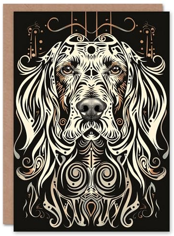 Artery8 Tribal Pattern Springer Spaniel Design Dog Lover Blank For Him Or Her Art Birthday Card