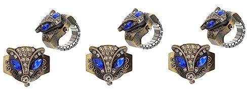 CALLARON 6pièces Montre Anneau Élastique Vintage Forme De Renard Montre à Doigt Créative Et Cool Pour Femmes Et Hommes