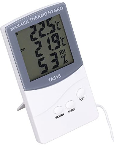 Tbest Thermomètre Numérique Extérieur Intérieur 25% à 98% -50 à 70 ℃ avec Sonde Grand Compteur d'humidité de la Température Sn, Thermomètre Extérieur pour Outils de Jardin