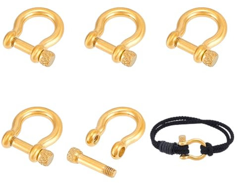 UNICRAFTALE About 5Pcs D-Ring Anchor Shackle Clasps Golden D Ring Lock Bow Shackle 304 Stainless Steel Screw Shackle Clasps Metal Horseshoe Buckle for Jewelry Making DIY Bracelet Supplies 24.7X22mm