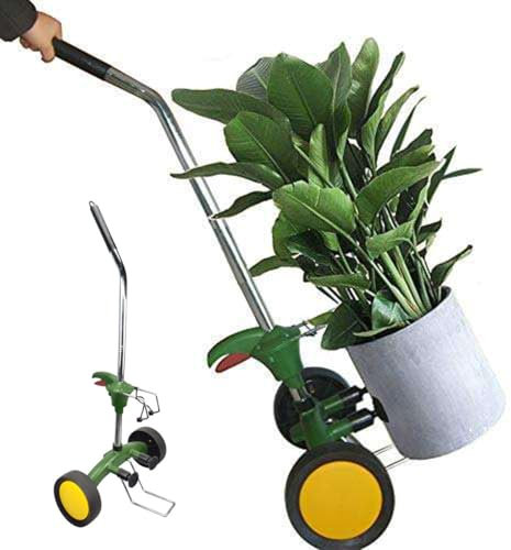 Outdoor Pot Trolley, Metal Pot Tray, Garden Pot Mover with Adjustable Grip and Foldable Handle, Load Capacity Up To 165 Lbs, Potted Plant Dolly with Flat Free Wheels, for Indoor and Outdoor