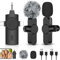 LIUWID Microfono Wireless 3 in 1 per Fotocamera, IOS Phone, Android e Laptop，Microfono Lavalier Wireless Plug-play Mini Microfono con Cancellazione Intelligente del Rumore (Nero-1)