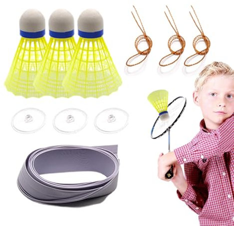 Oldmoom Badminton Training Kit, tragbarer Badminton -Trainer | Praxis Aid Suspending Rebound Trainer,Rebounder Kit Sports Toys, Einzelspieler -Trainingsausrüstung für Anfängerübung