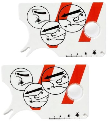 AEIOPRS 2 Tarjetas Tarjeta de Captura de Garrapatas con Lupa Herramienta para Mascotas Escala de Garrapatas Recogegarrapatas