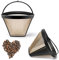 2 Piezas Filtro de Café Reutilizable, Filtro de Malla Fina de Acero Inoxidable, Diseño Único, Fácil de Usar, Compatible con la Mayoría de Cafeteras, Ideal para Filtración de Café y Té, Color Dorado