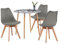 LafeuR Esstisch mit 3 Stühlen Essgruppen, Esszimmergruppe 80CM Runder Küchentisch und 3er Set Esszimmerstühle für Wohnzimmer Küche Büro(Grau Tisch+3 Grau Stühle)