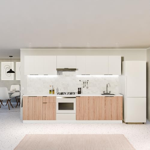 Blumfeldt Mueble Auxiliar de Cocina - Cajonera Moderna con Encimera MDF 30mm, Tiradores de Aluminio Negro Mate, Bisagras de Cierre Suave, Patas Ajustables de ABS, Recubrimiento de Melamina