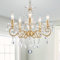 WUZUPS Kristall Kerze Kronleuchter Pendel Flushmount Deckenleuchte Moderne Beleuchtung für Schlafzimmer Flur Bar Küche Bad, H42 W43, Gold, E14 Base