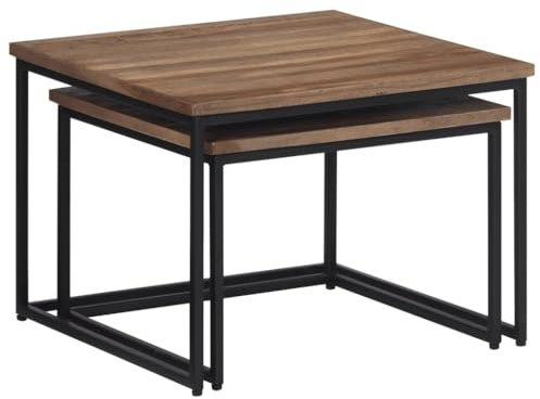 Eleganz Satztische 2 STK. Massivholz Teak - Langlebige Gartentische aus massivem Teakholz und Metall, perfekt für Terrasse und Garten