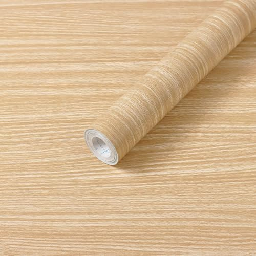 Fiula Peel and Stick Wood Effect Wallpaper 45x200cm - Self Adhesive Vinyl Roll, Oak Brown Rustic Texture, Waterproof Removable Decor for Bedrooms Living Rooms Kitchen Furniture