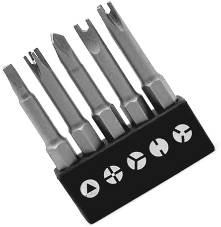 Zohino Lot de 5 embouts de tournevis magnétiques à tige hexagonale de 6,35 mm - Forme en U - Type Y - Triangle - Croix intérieure à 3 points