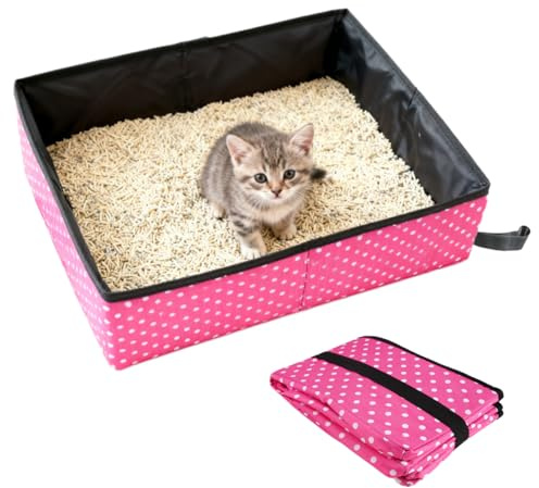 Rairsky Katzenklo 40 x 30 x 13 cm, Faltbare Katzentoilette Wasserdicht | Wiederverwendbar Katzenklo Ohne Deckel, Leichte und Einfache Reinigung, Tragbare Katzentoilette für Zuhause Camping Reisen