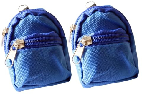 Mini-Puppenrucksack, Schulranzenmodell, Puppenhaus-Schulzubehör für 1/6 Maßstab, Simulation, Mini-Schulranzen-Modell, für Puppenhaus-Möbel, Dekoration, Puppenhaus-Zubehör, Blau, 2 Stück