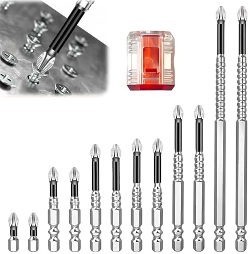 13-Teiliger K5 Anti-Rutsch Kreuzschlitz-Bitsatz, Magnetische Bits Für Präzisionsarbeit, Hochwertiger Bitsatz Für Profi- Und Heimwerker, Inklusive Kreuzschlitz- Und Schlitzbits
