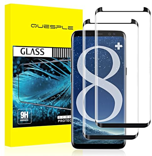 QUESPLE [2 Stück] Panzerglas Schutzfolie für Samsung Galaxy S8 Plus, Anti-Kratzen, Ultra-klar, Anti-Bläschen, 3D-Vollständige Abdeckung Gehärtetem Glas Displayschutzfolie für Galaxy S8 Plus