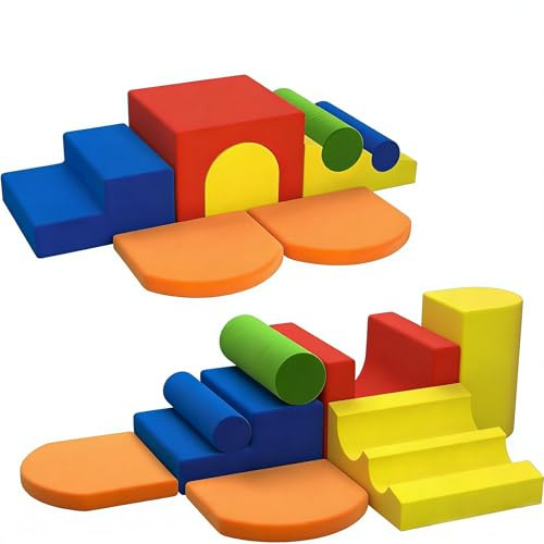 LOVIVO 8 Schaumstoff Bausteine Kinder Set,schaumstoffbausteine,Softbausteine zum Klettern für Kleinkinder im Alter von 1–3 Jahren,Weiche Schaumstoff Bausteine für Indoor Spiel