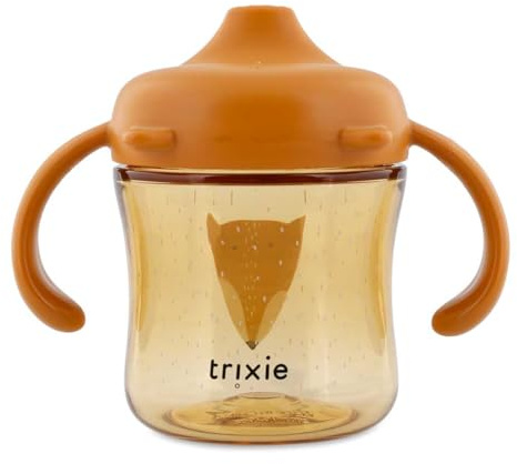 Trixie Trinkbecher mit Griffen, Trinklernbecher auslaufsicher, aus Tritan™, Lerntrinkbecher für Kinder ab 4 Monaten, 8x12,5x10 cm, spülmaschinenfest (Mr. Fox)
