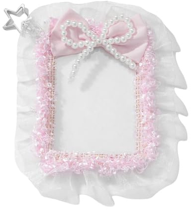 Hrtyvhin Porte-carte Photo doux avec porte-clés, protecteur de carte Photo en dentelle, pendentif d ' identité, porte-clés pour femmes, protecteur d ' identité