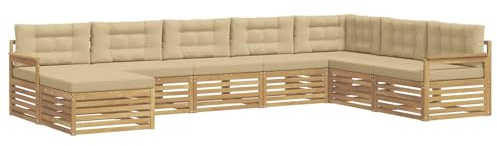 vidaXL Outdoor-Sofagarnitur mit Kissen 8 pcs Weiß und Beige, Garten, modernes Outdoor Sofa, Lounge-Ecke, Terrassenmöbel für entspannende Relax-Zeiten