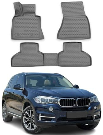 OMAC Fußmatten für BMW X5 E70 2006-2013 TPE 4X Grau | Gummimatten, Automatten, Allwetter, fahrzeugspezifisches Produkt, Antirutsch, 3D-Passform, wasserdicht