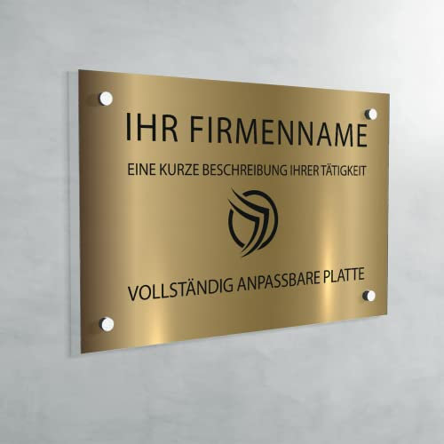 Plaque Professionnelle PVC - Plaque Gravée À Personnaliser - Taille personnalisable -19 Couleurs (Or mat)