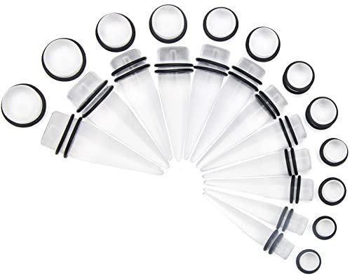 CoiTek Dehnstäbe Tunnel Set, 24 Stück Acryl Dehnstäbe und Plugs Double O-Rings Dehnungsset
