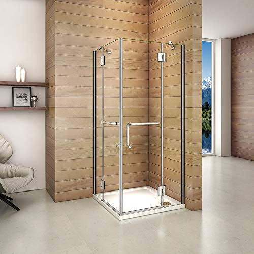 Mamparas Cabina de Ducha cristal 8mm Puerta Abatible de Baño 80x80x190cm
