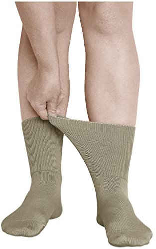 vitsocks Women's Extra Wide Top Loose Fitting Diabetic Socks (3 PAIRS) Swollen Feet Ankles Legs, Ladies Size, beige, 6-8