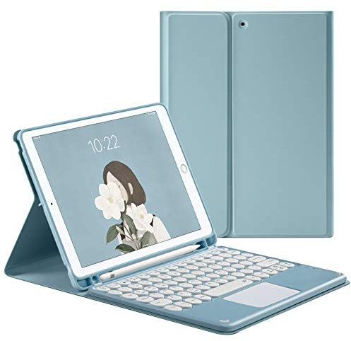 HaoHZ Funda Teclado para iPad Air 3a Generación 10.5/Pro 10.5, Teclado Desmontable con Panel Táctil - Portalápices Incorporado,Azul,iPad Air 3/Pro 10.5