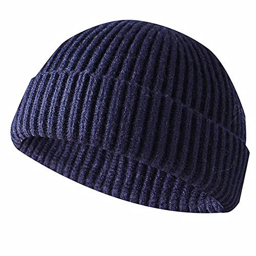 JFAN Unisex Retro Trawler Winter Beanie Hat Baseballkappe Streetstyle Trawler Beanie Watch Hut Rollup Edge Schädeldecke,Navy Blau