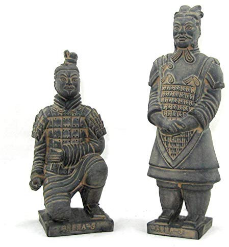 Statue de Soldats Chinois, Figurine de Guerrier en Terre Cuite Traditionnelle Antique Xi'an, Chine Voyages Souvenirs 2pcs