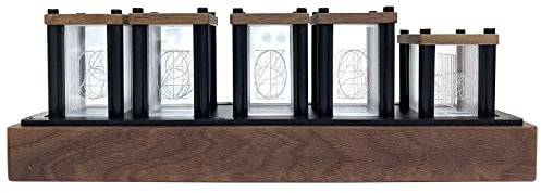 LED Nixie Clock, Glow Tube Clock Kreative Retro Digitaluhr Variable RGB Farbe Nixie Tube Clock 5-stelliges Kit mit USB EU Stecker für Büro, Schlafzimmer und Heimtextilien Home (Walnußholz)