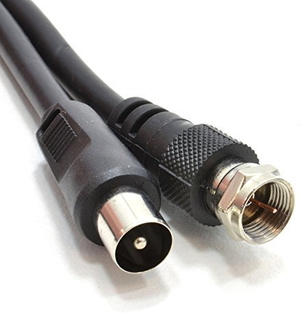 kenable Coaxial Satellite to TV Aerial Cable F type Plug to RF Fly Lead RG59 3m Black [3 metres]