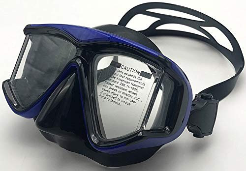 Tauchmaske mit Dioptrien Dioptrin, OWN4B Harzlinsen Schnorchelmaske Taucherbrille Korrektur, Tauchmasken Tauchermaske für Erwachsene und Kinder mit Kurzsichtigkeit Kurzsichtig (Blau, -2.0)