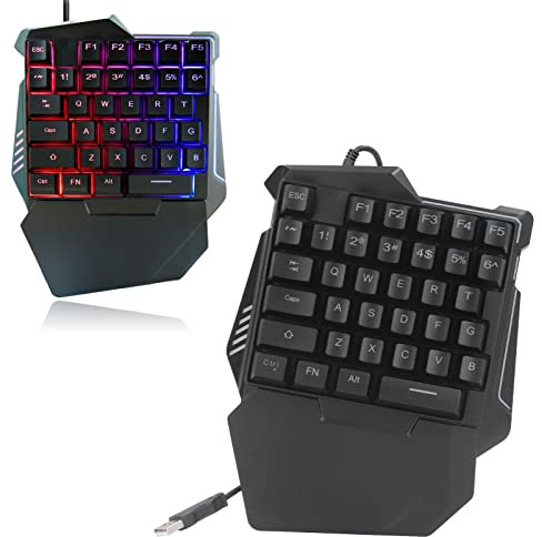 Bewinner Clavier de Jeu Mécanique RVB à Une Main, Contrôleur de Jeu Ergonomique Mini Clavier de Jeu Portable 35 Touches, Mini Clavier de Jeu USB pour Ordinateur Portable PC