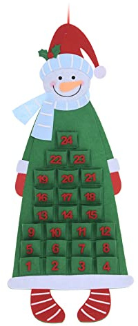 Felt Christmas Advent Calendar with Pockets Large Wall Hanging 24 Pockets To Fill Xmas Christmas Countdown Advent Calendar Decoration for Home Door Wall (Snowman)