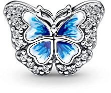 BEEUVIP Damen Blauer Schmetterling Charm Anhänger für Armband 925 Sterling Silber Geburtsstein Charms Beads passend für Armband