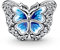 BEEUVIP Damen Blauer Schmetterling Charm Anhänger für Armband 925 Sterling Silber Geburtsstein Charms Beads passend für Armband