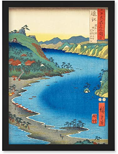 Artery8 Lake Hamana, Kanzan Temple in Horie and the Inasa-Horie Inlet Totomi Province Utagawa Hiroshige Japanese Woodblock Artwork Framed Wall Art Print A4