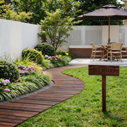 Spurgehom Gartenweg, gebogen, für den Außenbereich, 2,1 m, Zedernholz, Terrasse, Bodenbelag, Weg, dekorativer Rasen, Terrasse, Pflastersteine, Boardwalk Strand, Hochzeit, Party (braun)