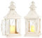 TRIROCKS Set de 2 Farolillos Decorativos Portavelas de Metal de 27 cm de Altura Farolillos Colgantes para la Decoración del Hogar Salón de Halloween en Interiores y Exteriores (Blanco)