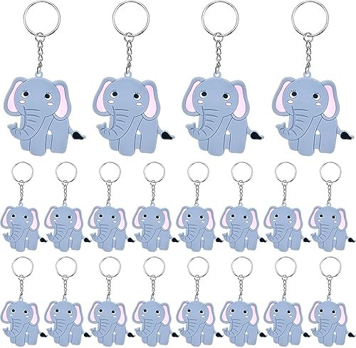 30 Stück Waldtiere Schlüsselanhänger,Waldtiere Schlüsselanhänger,Tierschlüsselanhänger der Karikatur,Schlüsselanhänger für Kinder,Kinderggeburtstag Party Mitgebsel (Elefant)