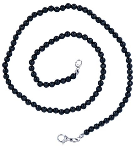 Taddart Minerals – Schwarze Halskette aus dem natürlichen Edelstein Onyx mit 4 mm Kugeln und 45cm Länge – handgefertigt