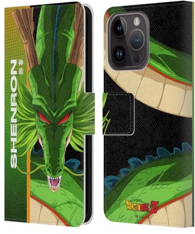 Head Case Designs Officially Licensed Dragon Ball Z Shenron Saiyan Arc Characters Leather Wallet Case Compatible With Apple iPhone 15 Pro