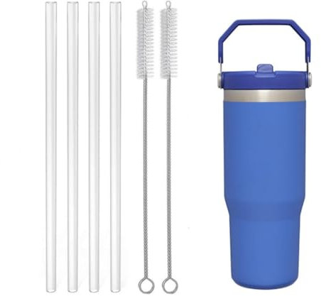 Replacement Straw Compatible with Stanley Iceflow 30oz Flip Tumbler, Reusable Clear Drinking Straws with Straw Cleaner Brush (Fit Iceflow Original Lid)