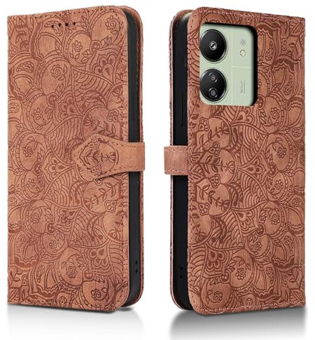 Succtopy Handyhülle für Xiaomi Redmi 13C PU Leder Hülle mit Kartenfächer und Standfunktion für Xiaomi Redmi 13C/ Poco C65 Klapphülle Flip Wallet Cover Case Schutzhülle Xiaomi Poco C65 Braun